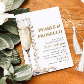 Invitation Elégante perles d'or et Fête des mariées de poursu