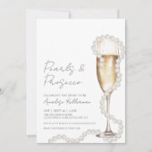 Invitation Elégante perles & Fête des mariées Champagne Prose (Devant)