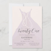 Invitation Elégante Perles Robe Rose Blush Chic 21e anniversa (Devant)