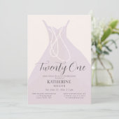 Invitation Elégante Perles Robe Rose Blush Chic 21e anniversa (Debout devant)