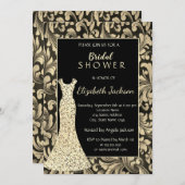 Invitation Elégante perruques d'or, Parties scintillant robe  (Devant / Derrière)