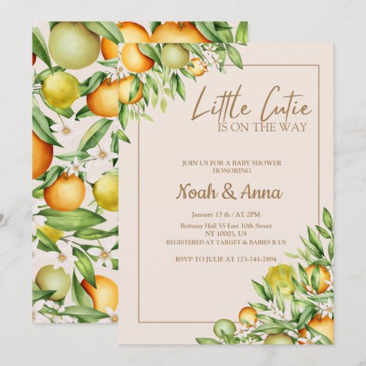 Invitation élégante petite cuisine sur le chemin baby shower (Devant / Derrière)