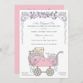 Invitation Elégante petite fille de la floraison romantique a (Devant / Derrière)