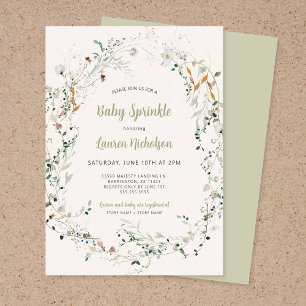 Invitation Élégante petite Fleur sauvage saupoudrée bébé