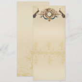 Invitation Elegante Pfau-Hochzeits Menü-Karten (Devant / Derrière)