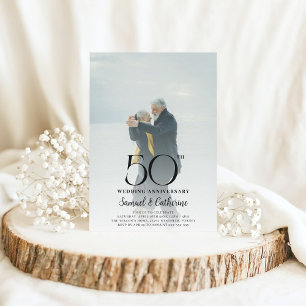 Invitation Elégante Photo 50e fête du Mariage