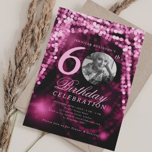 Invitation Élégante photo 60e anniversaire Lumières en crista