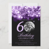 Invitation Élégante photo 60e anniversaire violet de minuit g (Devant)