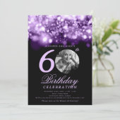 Invitation Élégante photo 60e anniversaire violet de minuit g (Debout devant)