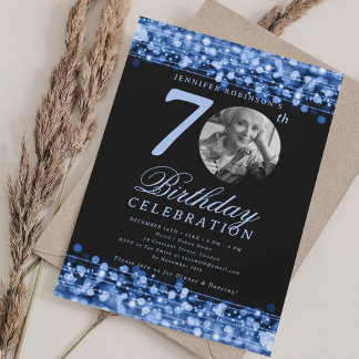 Invitation Elégante photo 70e anniversaire de la fête Lumière