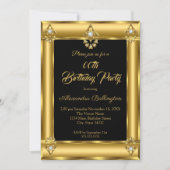 Invitation Elégante photo Anniversaire de la fête Black Gold (Devant)