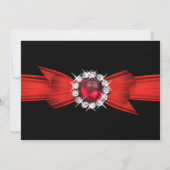 Invitation Élégante photo Anniversaire de la fête Rouge profo (Dos)