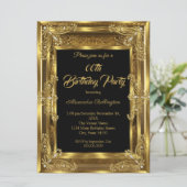 Invitation Élégante photo Anniversaire de la fête Royal Gold  (Debout devant)