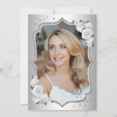 Invitation Elégante photo Argent Noir Blanc 50e anniversaire (Dos)