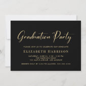 Invitation Élégante Photo Black Gold Graduation Party (Dos)