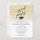 Invitation Elégante Photo Black Gold Script Graduation Party (Devant)