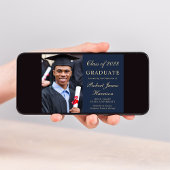 Invitation Élégante photo Blue College Graduation Party