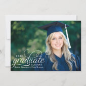 Invitation Élégante Photo Calligraphie de Diplômé Fête de Rem (Devant)