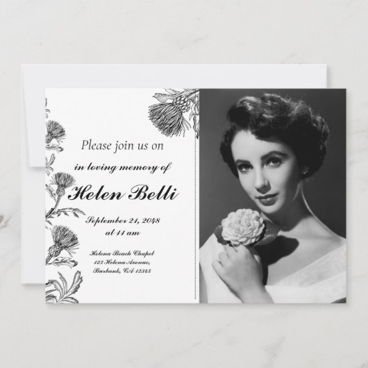 Invitation Élégante photo Célébration des funérailles commémo (Devant)