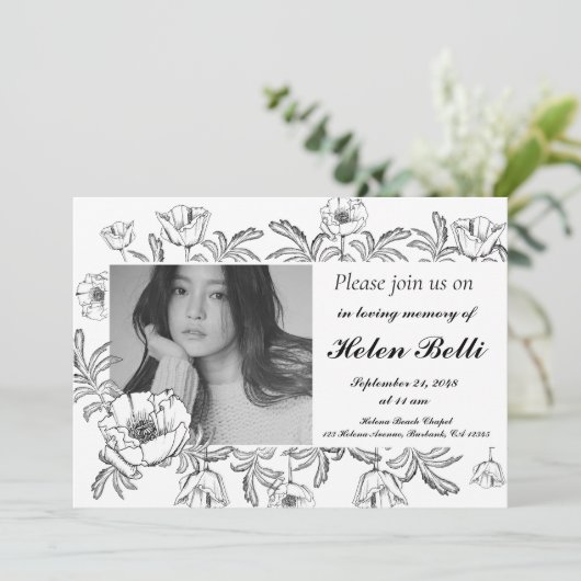 Invitation Élégante photo Célébration des funérailles commémo (Debout devant)