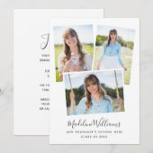 Invitation Élégante Photo Collage Graduation Party (Devant / Derrière)