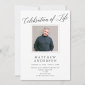 Invitation Élégante photo commémorative Célébration de la vie (Devant)