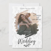 Invitation Élégante photo Couple Mariage noir et blanc (Devant)