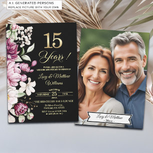 Invitation Élégante Photo d'anniversaire de mariage de 15 ans