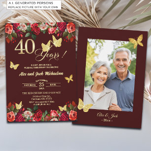 Invitation Élégante Photo d'anniversaire de mariage de 40 ans
