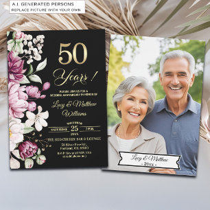 Invitation Élégante Photo d'anniversaire de mariage de 50 ans