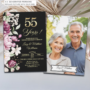 Invitation Élégante Photo d'anniversaire de mariage de 55 ans