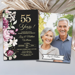 Invitation Élégante Photo d'anniversaire de mariage de 55 ans