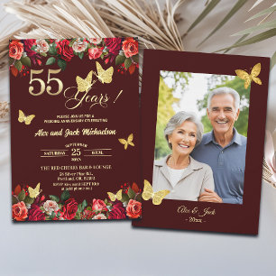 Invitation Élégante Photo d'anniversaire de mariage de 55 ans