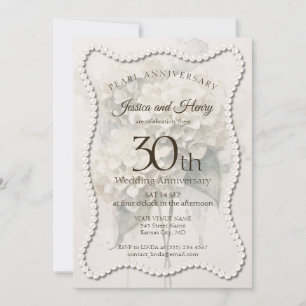 Invitation Élégante photo de 30e anniversaire de mariage Perl