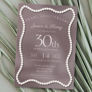 Invitation Élégante Photo de 30e Anniversaire de Mariage Perl
