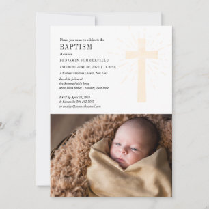 Invitation Élégante Photo de Bébé pour un Événement Religieux