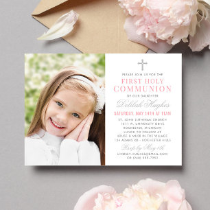 Invitation Élégante photo de la fille de la première communio