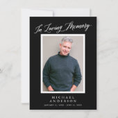 Invitation Élégante photo de la Mémorial Noir Célébration de  (Devant)