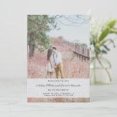 Invitation Élégante Photo de Mariage Bleu Save the Date (Debout devant)