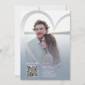 Invitation Elégante photo Dusty Blue & Silver Heart Mariage (Dos)