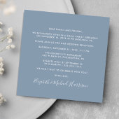 Invitation Elégante Photo Dusty Blue Wedding Réception