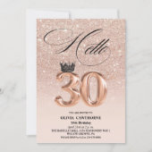 Invitation Elégante photo en or rose de 30e anniversaire (Devant)