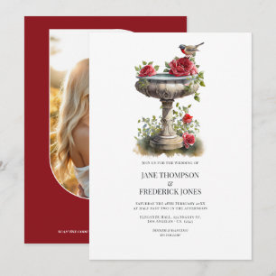 Invitation Élégante photo et code QR pour un mariage de jardi