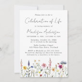 Invitation Élégante photo Fleur sauvage Célébration de la vie (Devant)