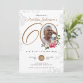 Invitation Elégante photo Floral 60e anniversaire (Debout devant)