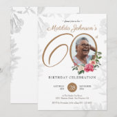 Invitation Elégante photo Floral 60e anniversaire (Devant / Derrière)