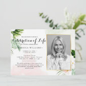 Invitation Elégante photo florale blanche Célébration de la v (Debout devant)