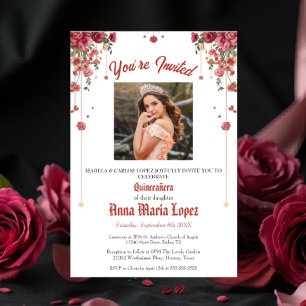 Invitation Élégante Photo Florale Mes Quinze Quinceañera 15 a