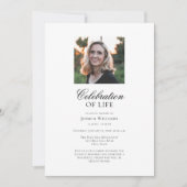 Invitation Élégante photo Funérailles Célébration de la vie (Devant)