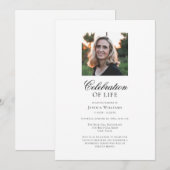 Invitation Élégante photo Funérailles Célébration de la vie (Devant / Derrière)